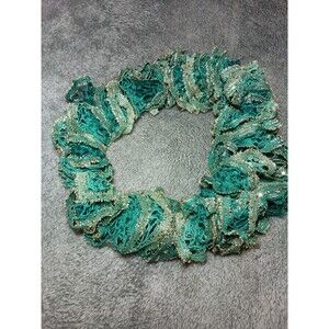 Handmade Scarf Teal Green with Gold Sequins Thread 48" Elegant Formal Party